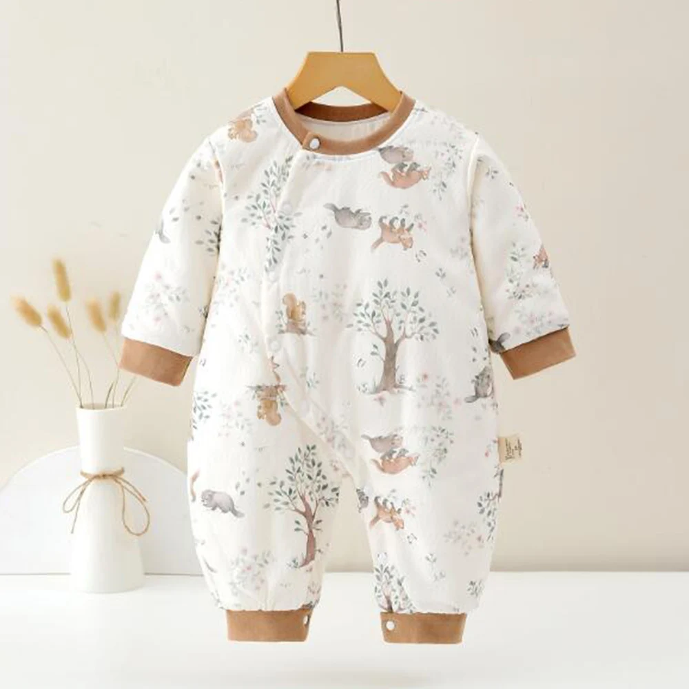 Newborn Onesie Quilted Autumn Winter Warm Unisex Baby Rompers For Boys Girls Christmas Infant Clothing