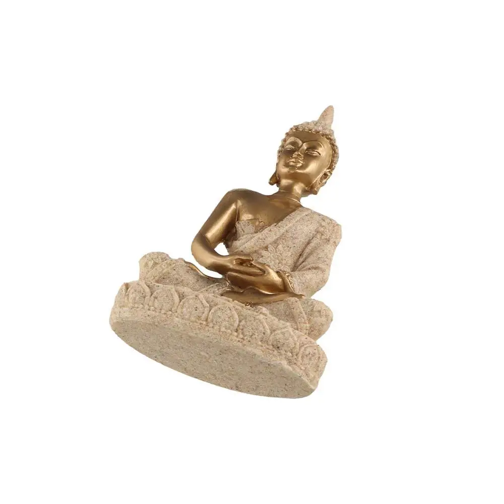 Sitting Meditation Sandstone Buddha Oriental Culture Sitting Posture Buddhist Figurine Ornament Zen Green Sandstone