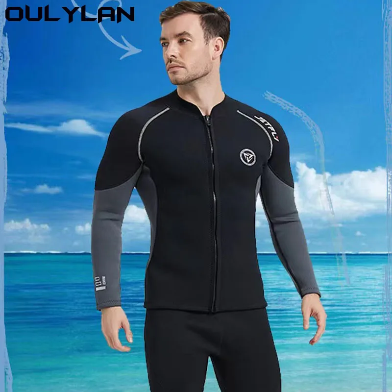 Oulylan Men\'s Long Sleeve Diving Suit Scuba Jump Surfing Snorkeling Wetsuits Spearfishing 2/3mm Diving Wetsuit Jackets Pants