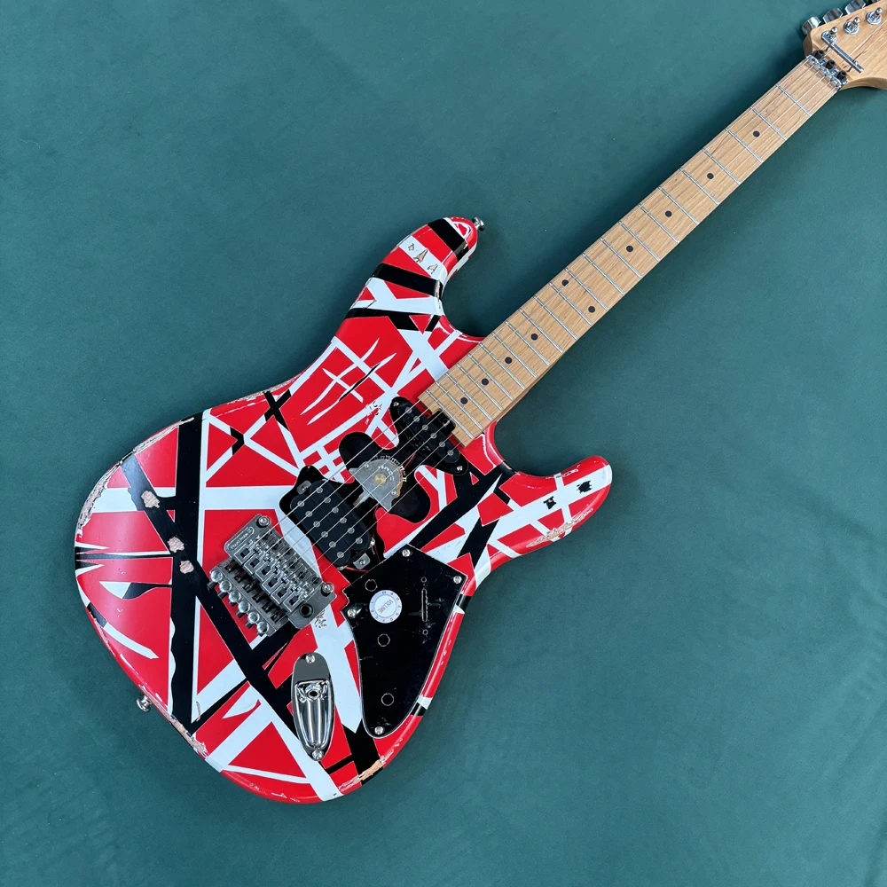 Guitarra eléctrica de 6 cuerdas estilo vintage, guitarra eléctrica tipo ST con doble bloqueo de trémolo, guitarra eléctrica de alta ganancia para toque rápido.