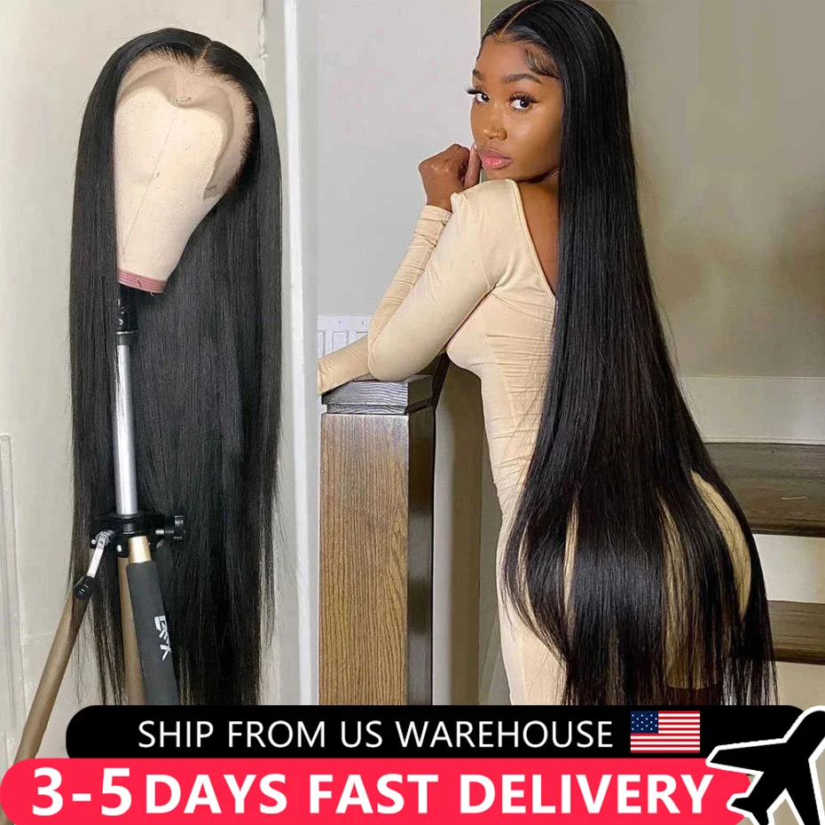 Bone Straight Brazilian 13x4 13x6 HD Transparent Lace Front Wigs Pre Plucked For Women Glueless 4X4 Lace Closure Human Hair Wig