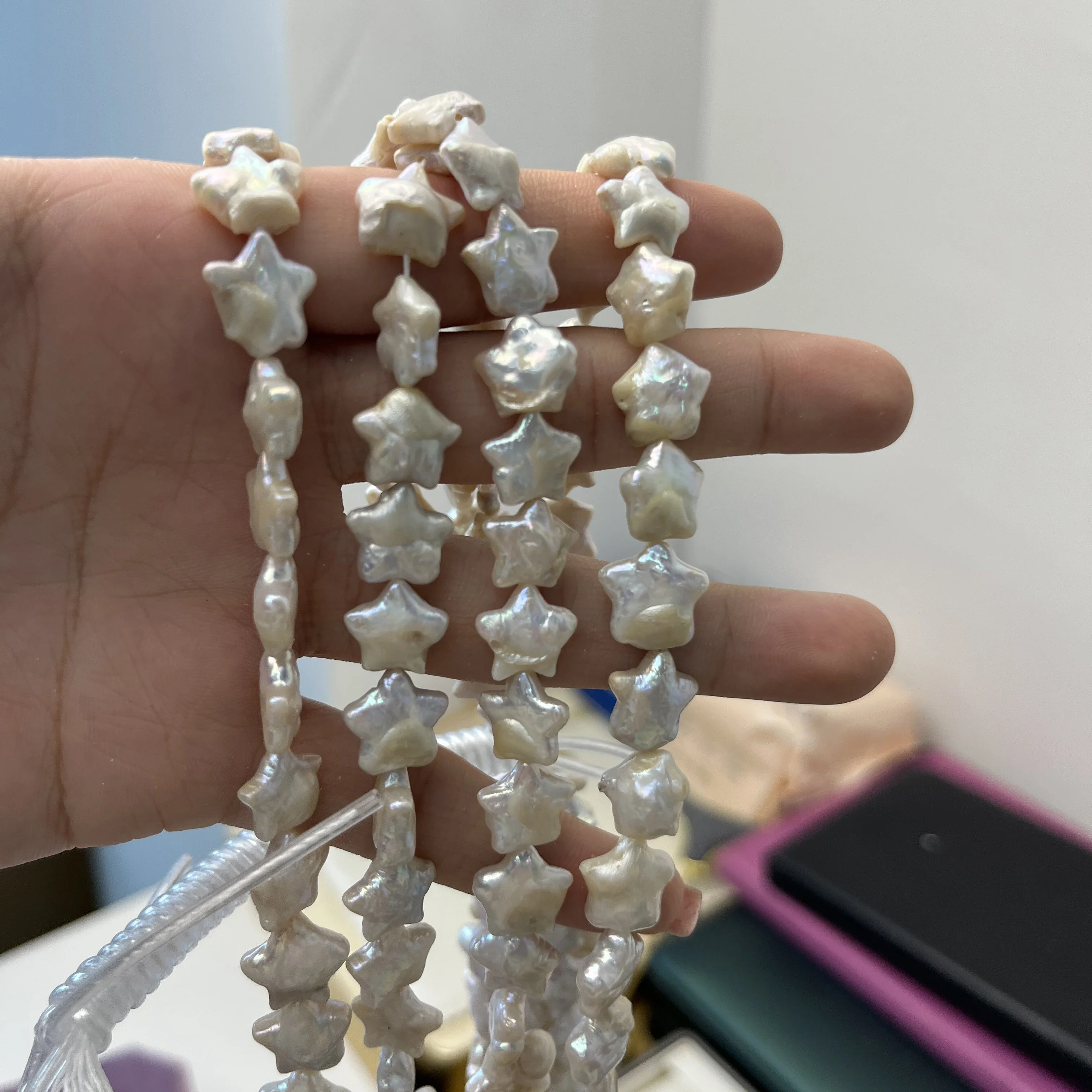 لؤلؤ المياه العذبة الطبيعية الباروك نجوم الأبيض الأرجواني 12x12mm4A اللؤلؤ حبة مجوهرات جعل عقد دي اي واي سوار إكسسوارات النساء #5