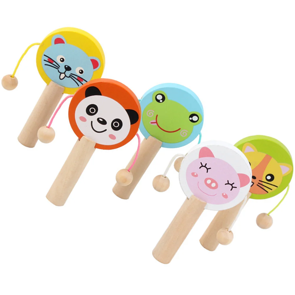 5 قطعة خشخيشة خشبية الكرتون تصميم المحمولة الطفل تهز أداة العملي على القدرة زراعة اللعب التفاعلي هدية