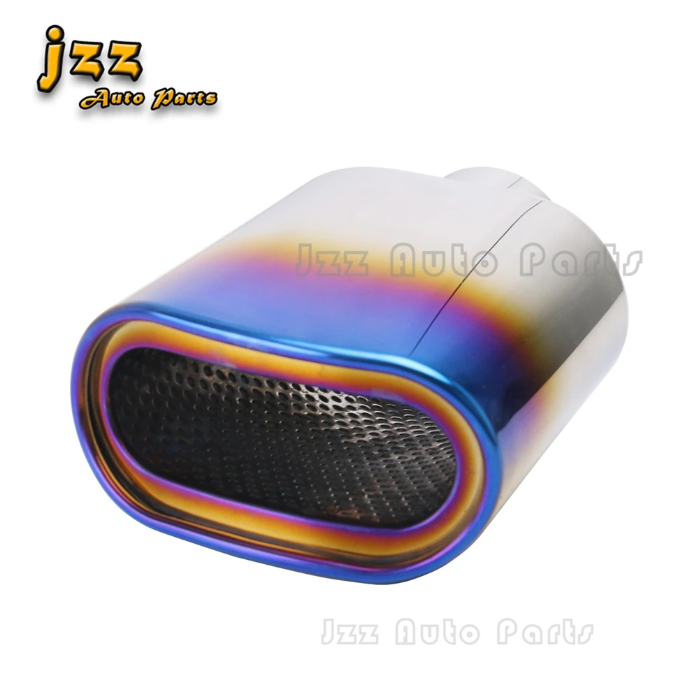 

Stainless Steel burnt blue tip Muffler Tail throat 63mm inlet 138*76mm outlet Universal Car Exhaust End Tip