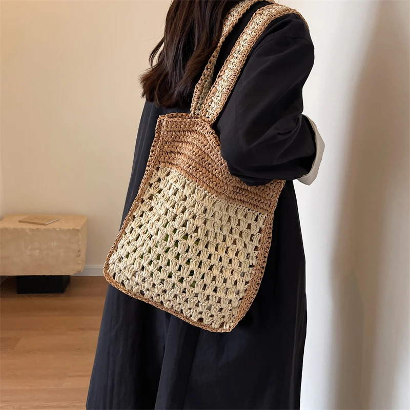 Trendy Designer Straw Beach Shoulder Bags Women Handbags and Purses 2023 New Trendy Summer Travel Holiday Bags High Quality