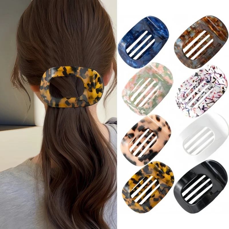 

Модные красочные овальные плоские заколки для волос для женщин, матовый зажим в виде утконоса, аксессуары для волос на затылке, простой зажим, украшение для волос