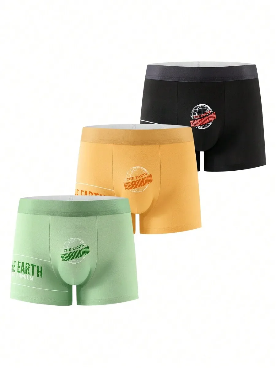 

Mens High Stretch Knitted Boxer Shorts With Letter Print Multicolor
