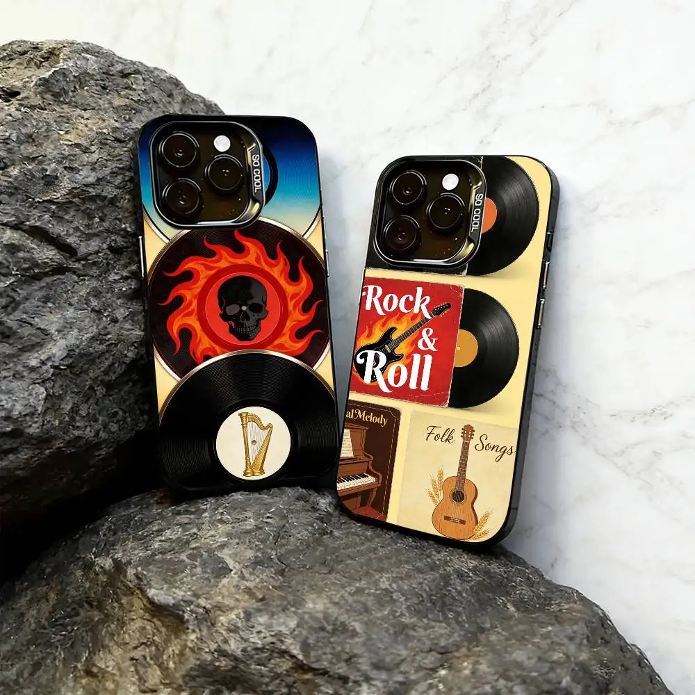 

Vinyl Record Phone Case For iPhone 17,16,15,14,13,12,11 Plus,Pro Max,XS,Colored Silver Plated Inside Cover