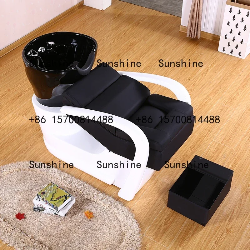 

FRP semi-reclining shampoo bed hair salon hair salon flush bed sitting deep basin ceramic basin