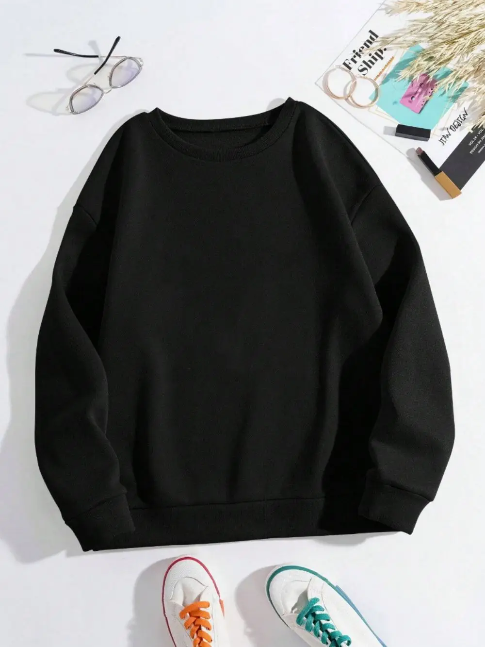 Street Casual Women Sweatshirts Heart Printing Hoodies Comfortable Breathable Fleece Pullover Crewneck Loose Female Tops Clothes