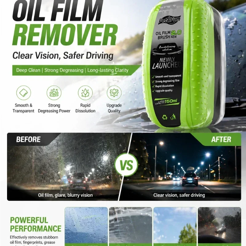 Car Glass Oil Film Remover Automotive Glass Sponge Cleaning Brush Front Inner Windshield Oil Film Cleaner For Motorcycle - view 2