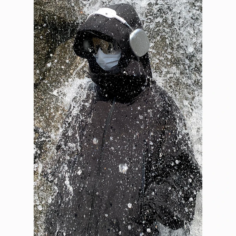 

Men's Outdoor Waterproof Windproof Hiking Jaet Spring Autumn High Sensation Hooded Coat Travel Mountain Climbing Suit