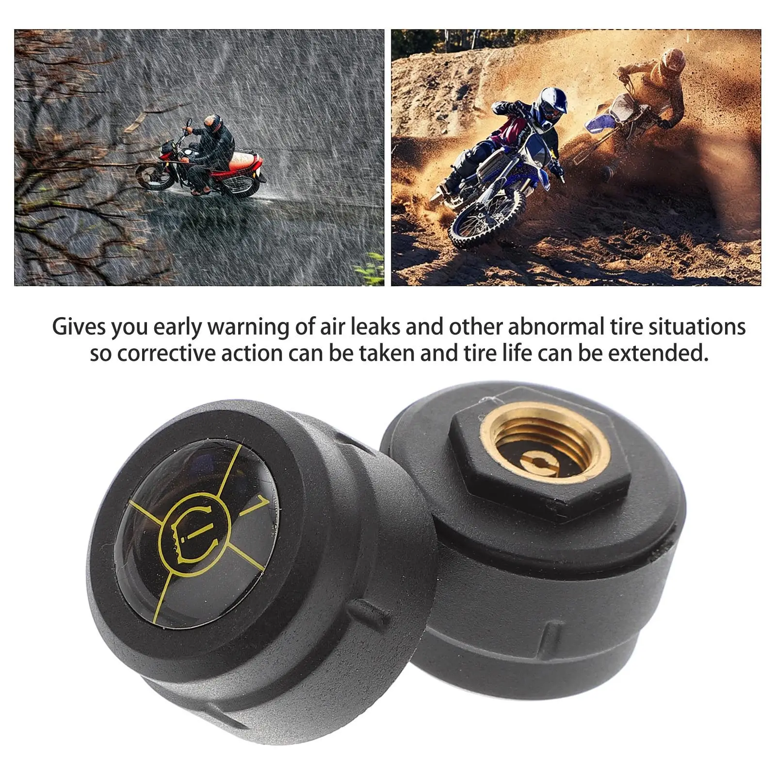Wireless External Universal Tire Pressure Monitor Real Time Motorbike Tire Pressure Monitor Temperature Leak Warning System