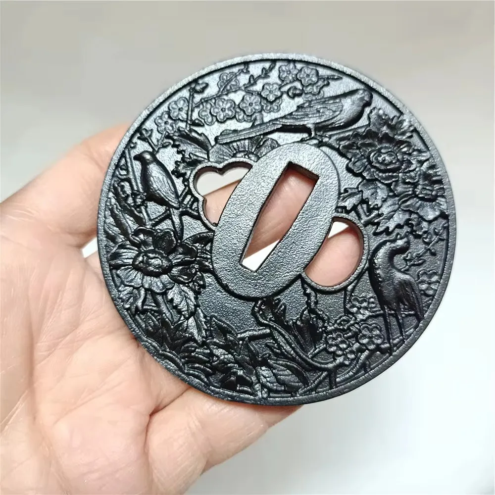 

Черный набор железных приспособлений Tsuba Kashira Fuchi для японского самурая Katana Sword's Tanto, аксессуар