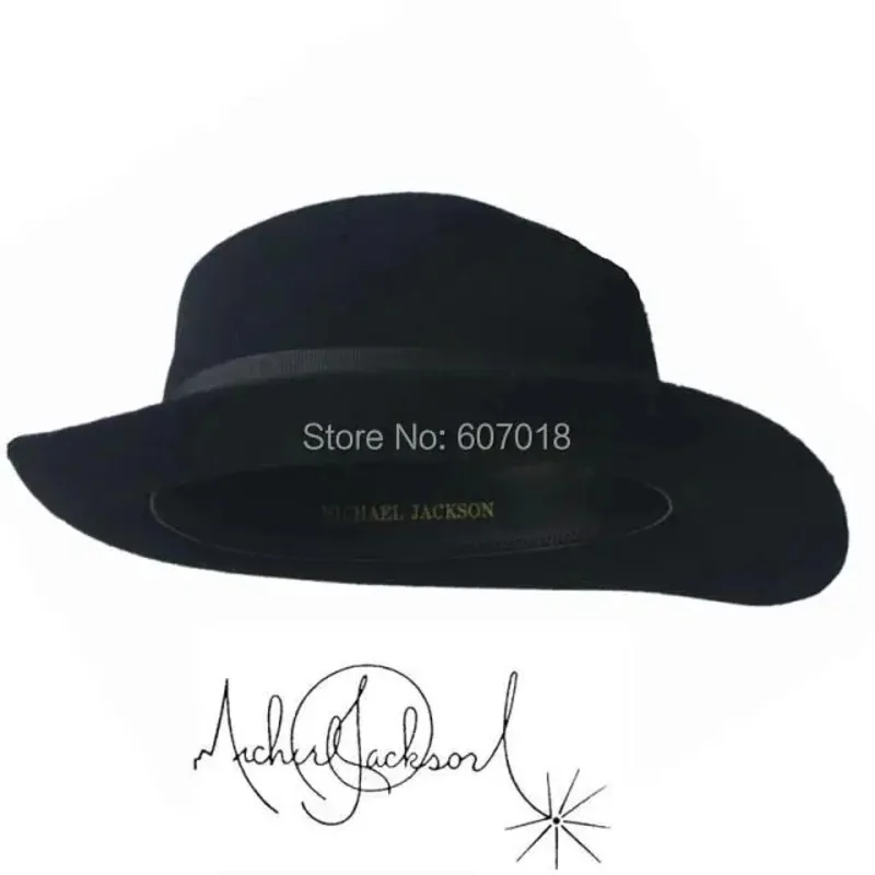 

2025 11 WOW 2 шт. MICHAEL JACKSON Белые и черные шляпы Smooth Criminal & Billie Jean Classic Fedora с именем