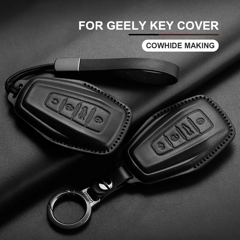 

Leather Car Remote Key Case Cover Shell For Geely Coolray X6 X7 EX7 Emgrand Global Hawk GX7 Kulrey GT GC9 Atlas Boyue NL3 Borui
