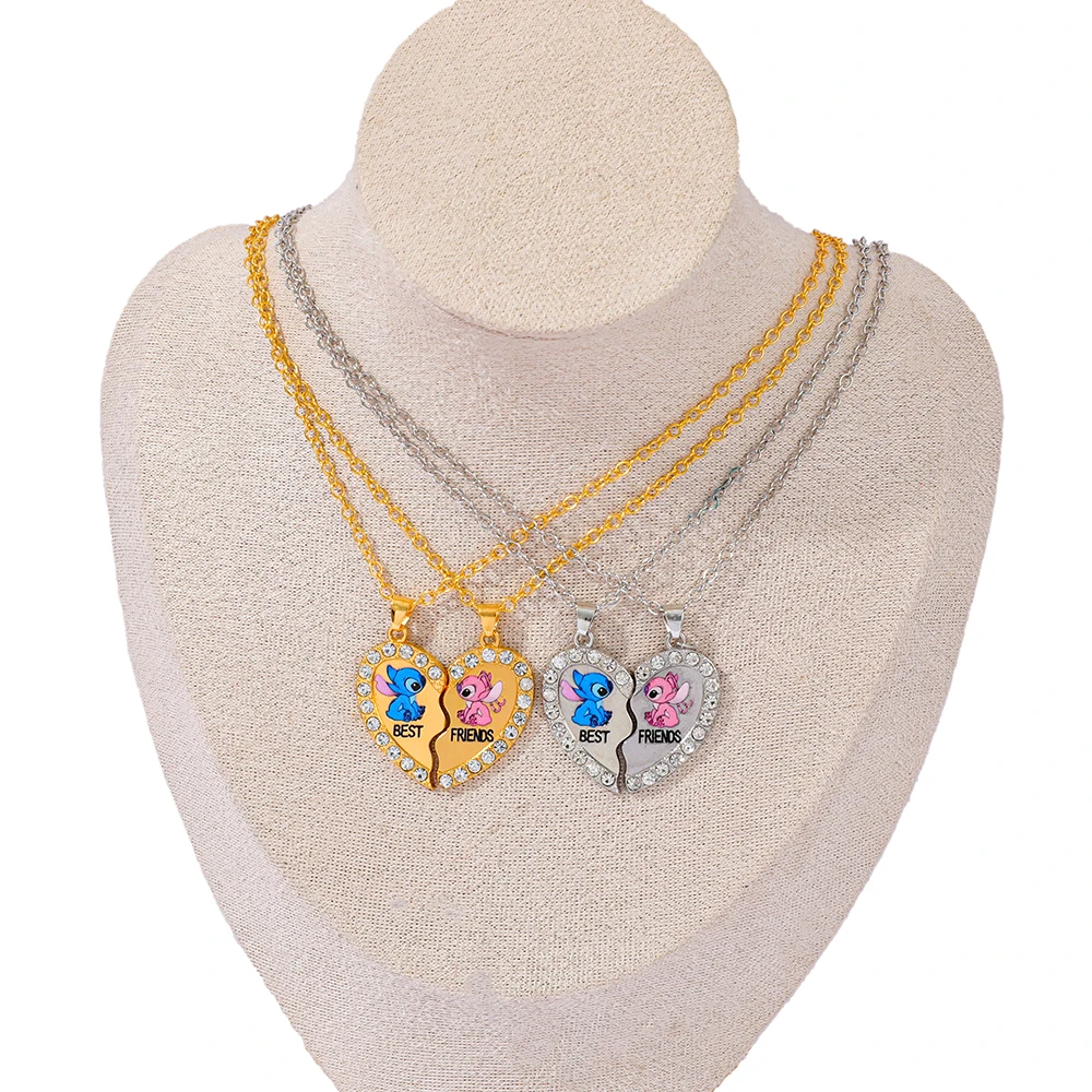 2 قطعة غرزة الملاك أفضل أصدقاء العسل الحب قلادة قلادة ، سلسلة المختنق ، كسر القلب ، BFF ، هدايا مجوهرات الصداقة الجيدة