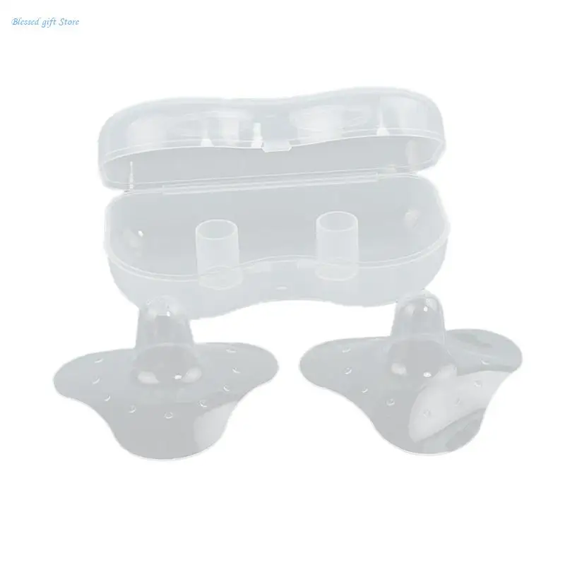 

2Pcs Ultra-thin Soft Silicone Nipple Shield Protectors Baby Breast Milk Feeding Conical with Carrying Case