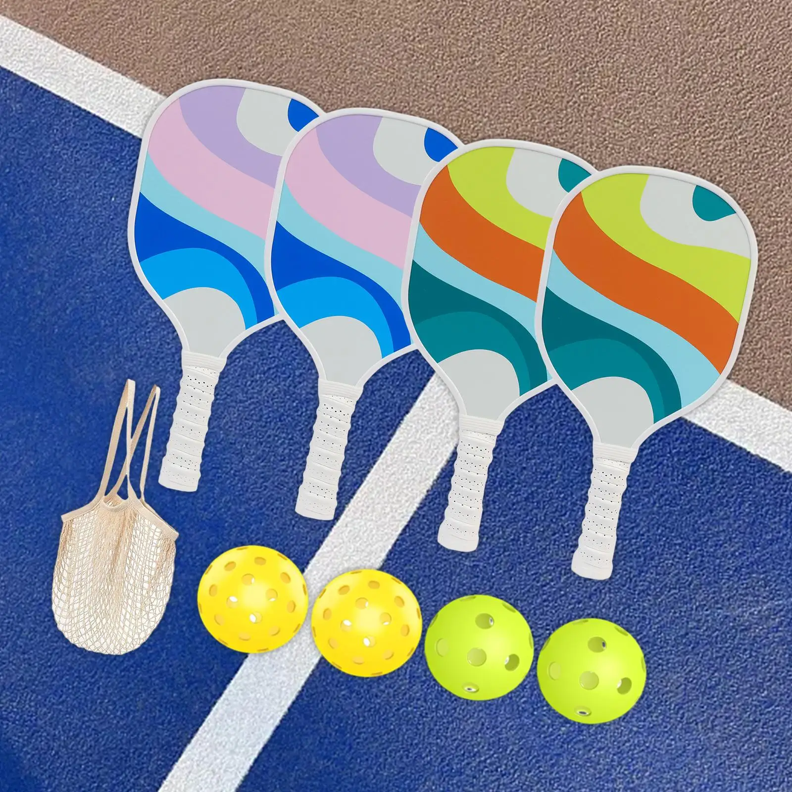 Pickleball Rackets with 4 Pickleball Balls for Men Women Indoor Outdoor Use