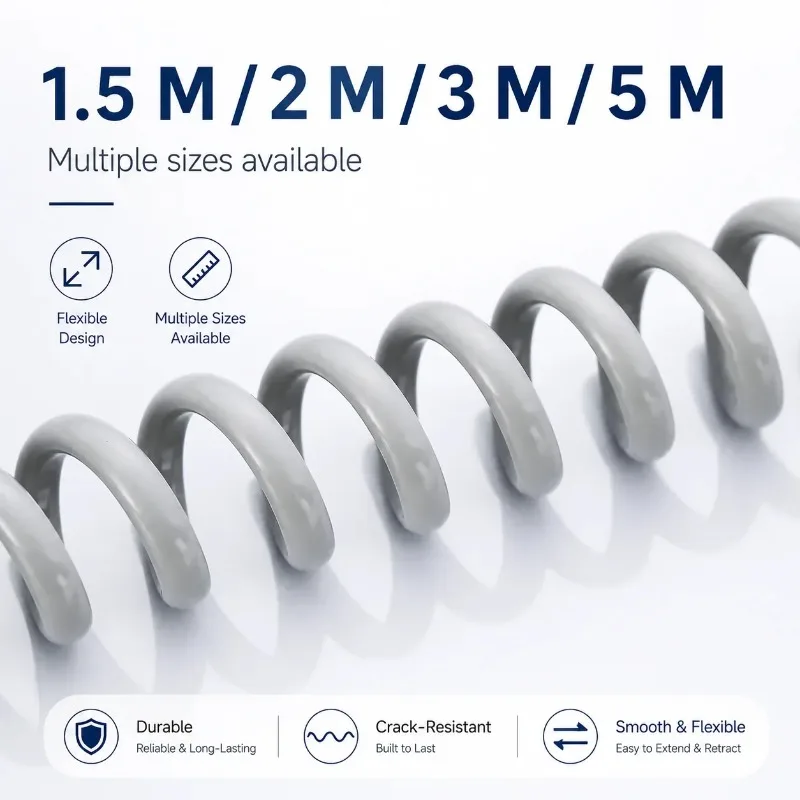 Retractable PU Shower Hose 1.5/2/3/5m  Flexible Spring Coiled Pipe Anti Tangle for Toilet Bidet Sprayer Bathroom
