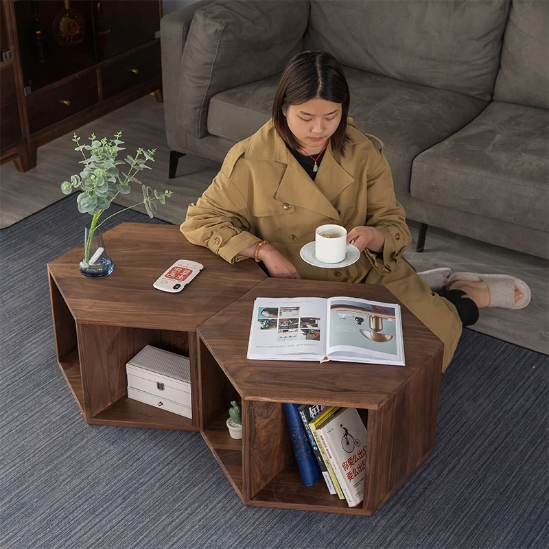 

Clear Living Room Coffee Table Storage Simple Minimalist Wood Small Side Table Balcony Modern Low Mesa De Centro Sala Furniture