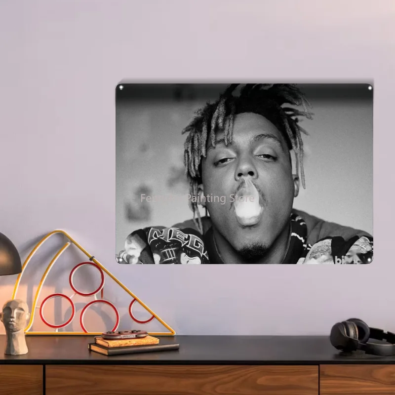 Juice Wrld-letrero de estaño con estampado de pared grande, barato, para colgar en la pared, cartel de Metal Vintage, arte de pared de Metal, decoración de habitación Retro de Metal para estudio en casa