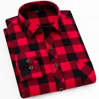 Camisa de Franela a Cuadros para Hombre, Estilo Casual, Nueva Colección 2026, Marca de Oficina, Color Rojo y Negro, Manga Larga ​ Ropa para Hombre
