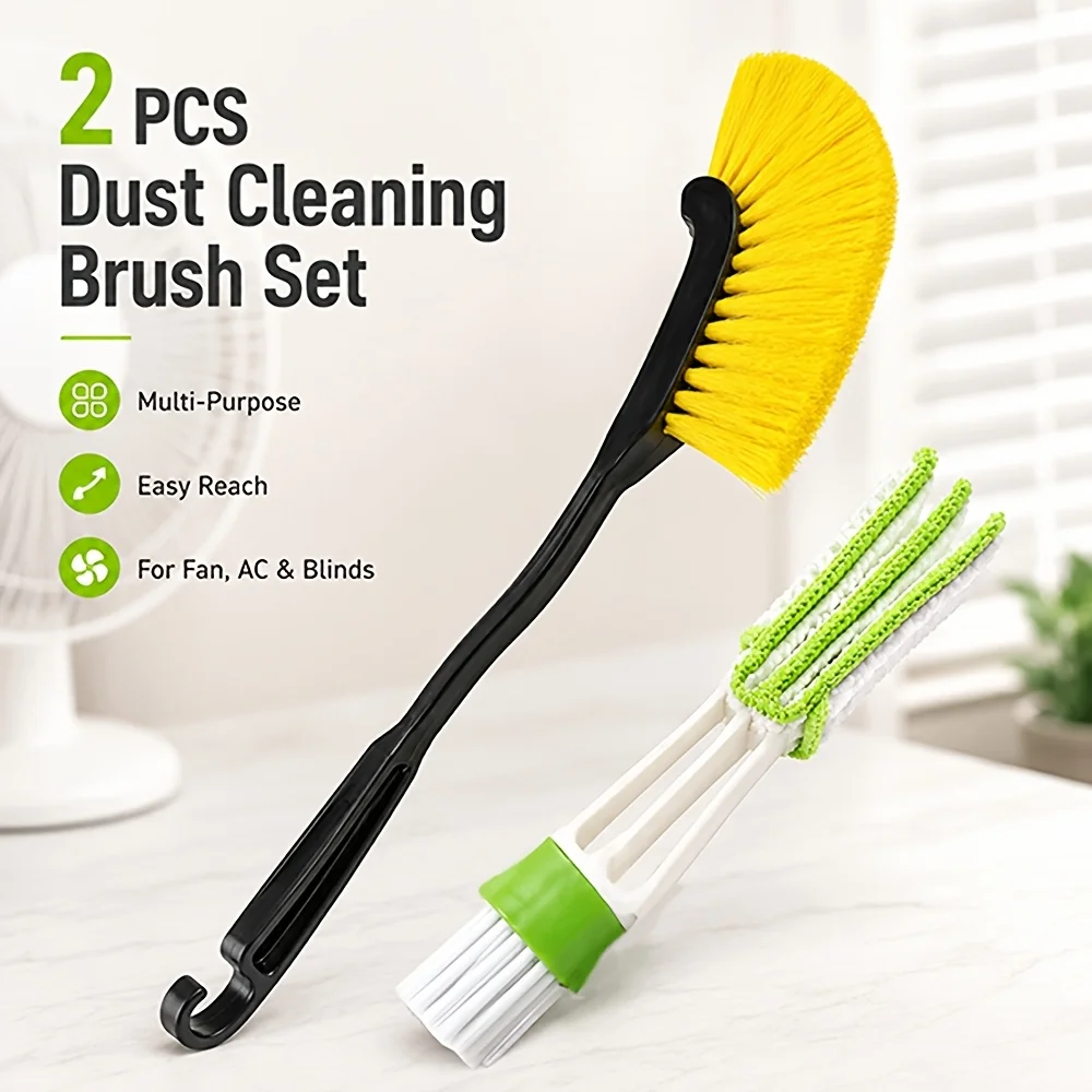 2pcs Home Fan Dust Brushes Cleaning Fans Air Conditioners Blinds And Window Tracks for Living Rooms Bedrooms Bathrooms And Cars
