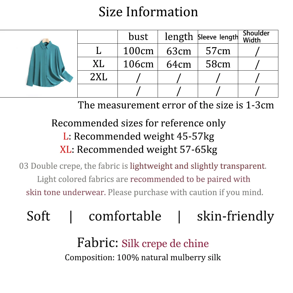 2026 Women's Fashion Autumn New 100% Natural Mulberry Silk 03 Crepe De Chine OL Style Versatile Solid Color Long Sleeve Shirt