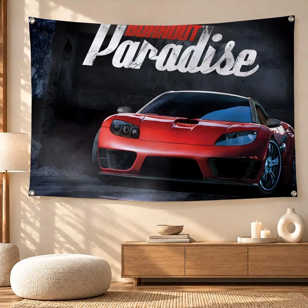 Burnout Dominator Car Graphic Flags Festive Decorative Banner for Camping, Family Parties & Garden Wall Decor, Great Gift