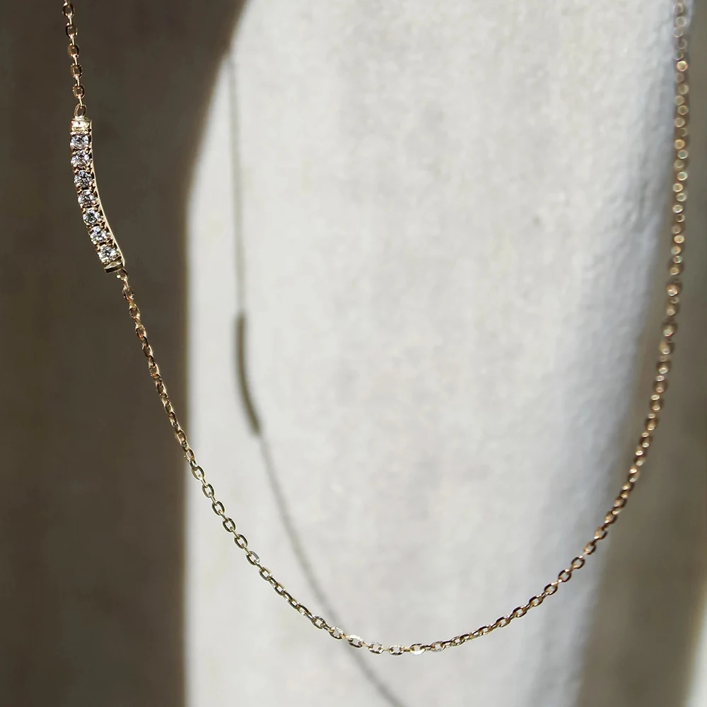 Fashionable Ins Style S925 Sterling Silver Single Row Zircon Pendant Necklace For Women Collarbone Necklace Jewerly Gift