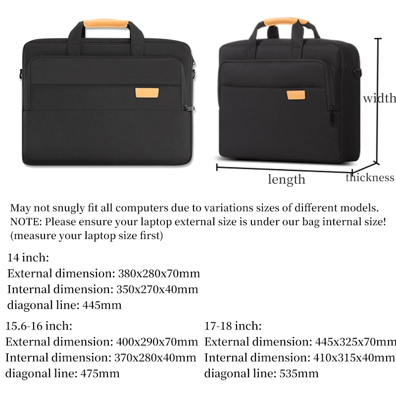 Laptop Bag 15.6 Inch Men Business Office Work Briefcase for MacBook Pro 16 M4 Toshiba HP Acer Asus Chromebook Notebook 17.3 Inch view 3
