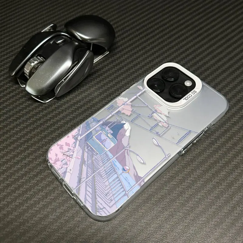 ساكورا شاطئ البحر الترام في اليابان جراب هاتف آيفون 17 16 15 14 13 12 11 برو ماكس XS XR X 7 8 Plus 16E 17 Air 13 غطاء صغير Fundas