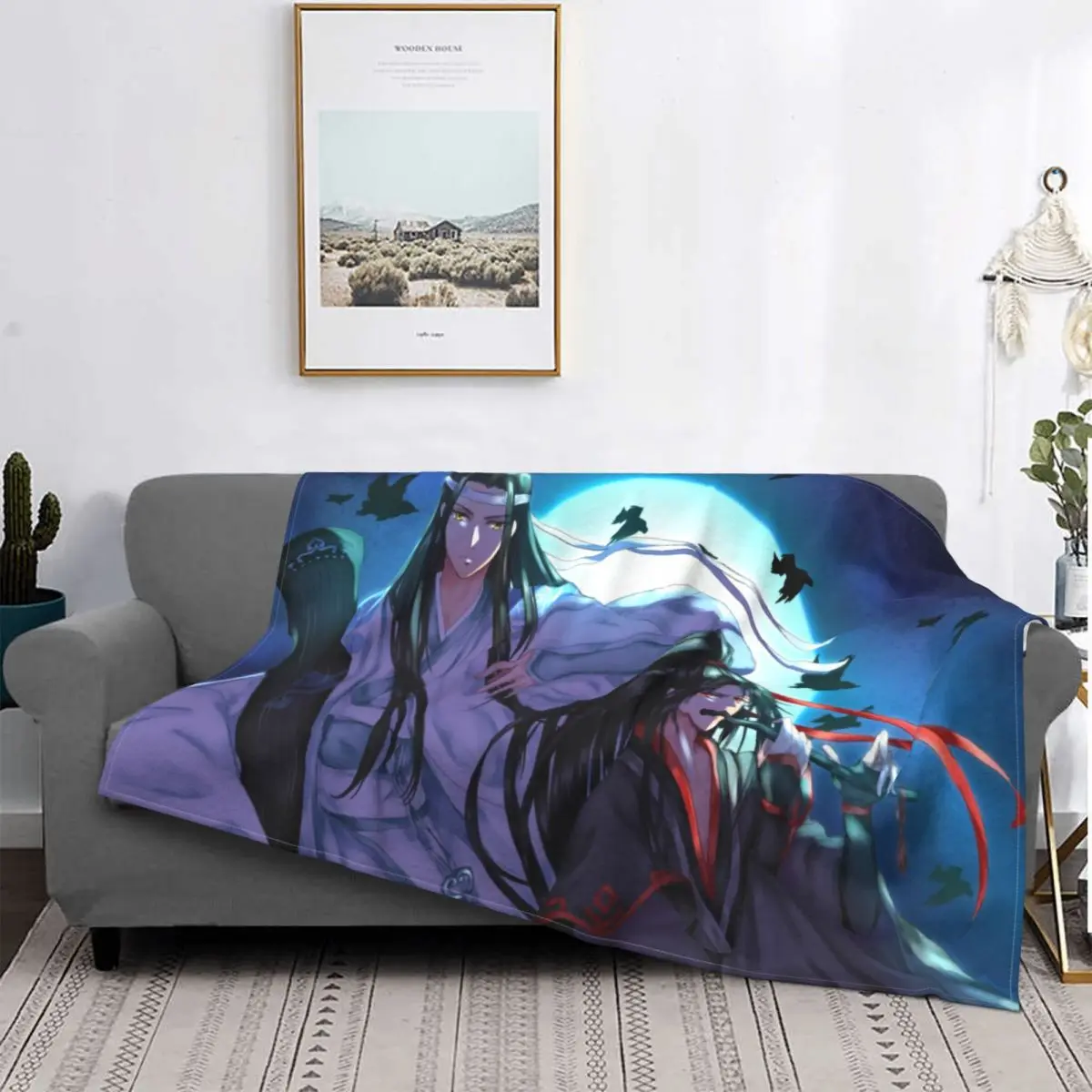 Mo Dao Zu Shi Blanket Flannel Autumn/Winter Anime Multifunction Soft Throw Blankets for Sofa Bedroom Bedding Throws