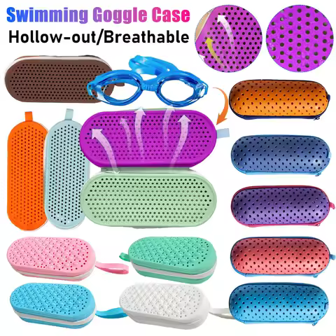 Swimming Goggles Storage Box With Drain Hole Breathable EVA Glasses Box Holder Zipper Eyeglasses Case Bag Swimming Accessories