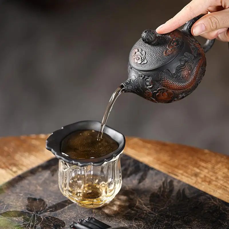 Purple Pottery Crab Tea Filter, Home Decoration, Tea Pet and Filter Integrated, Tea Art Accessories, Decorative Gifts