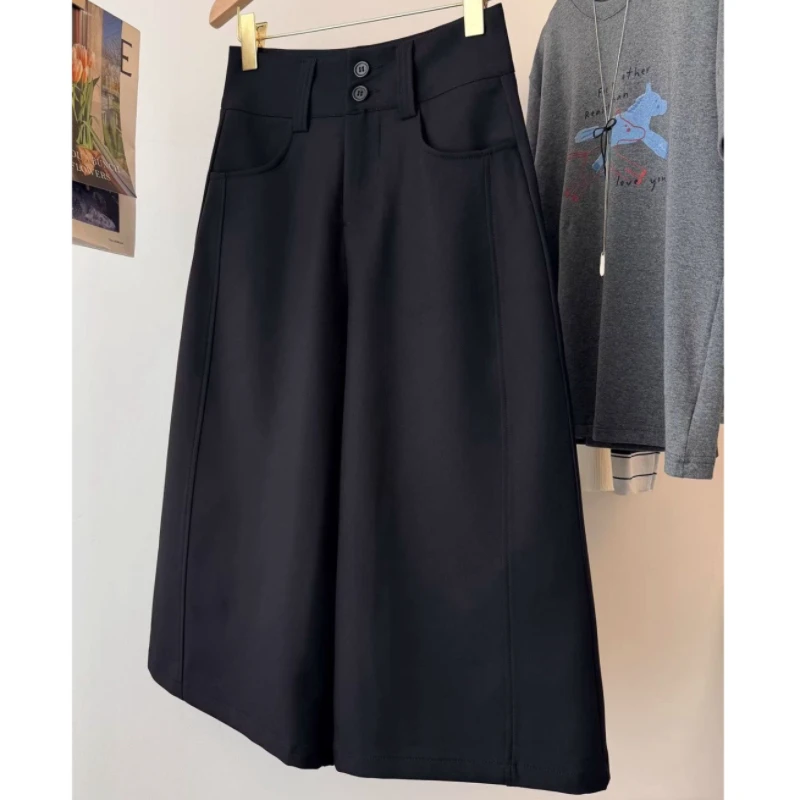 

Женские брюки-кюлоты с высокой талией, весна-лето 2026, новая модная коллекция, свободные повседневные брюки-костюм, прямые брюки для женщин