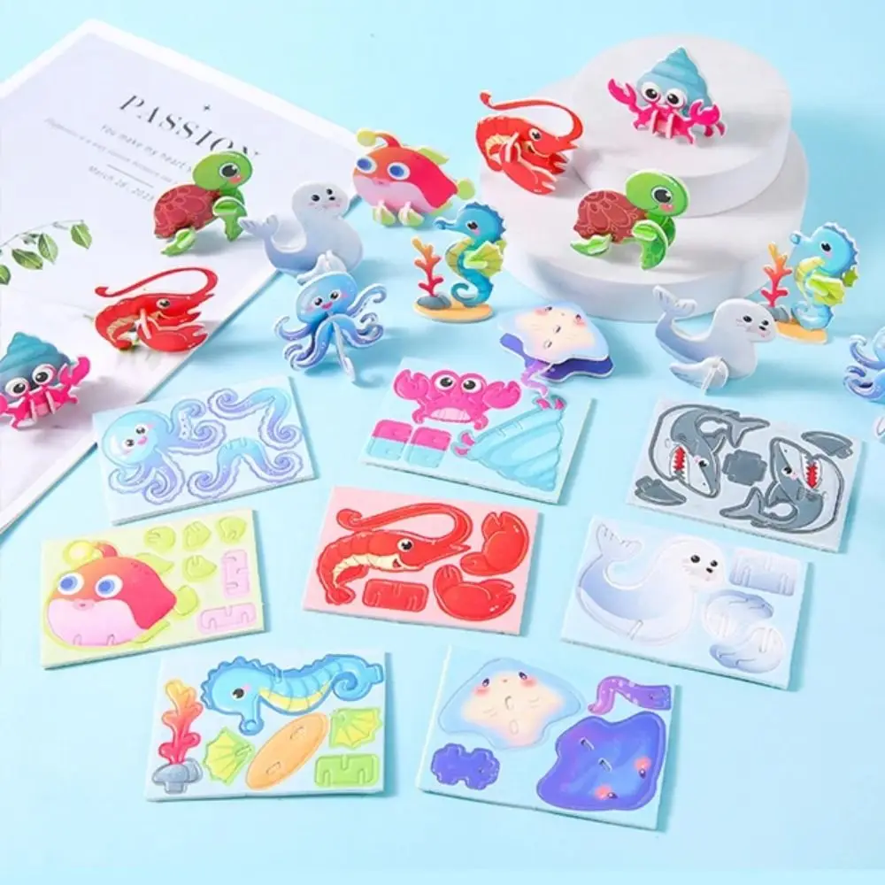 Goodie Fillers Teka-teki Busa Dinosaurus 3D Serangga Hewan Buatan Tangan DIY Kertas Jigsaw Mini Kartun Teka-teki Kertas Hadiah Tamu