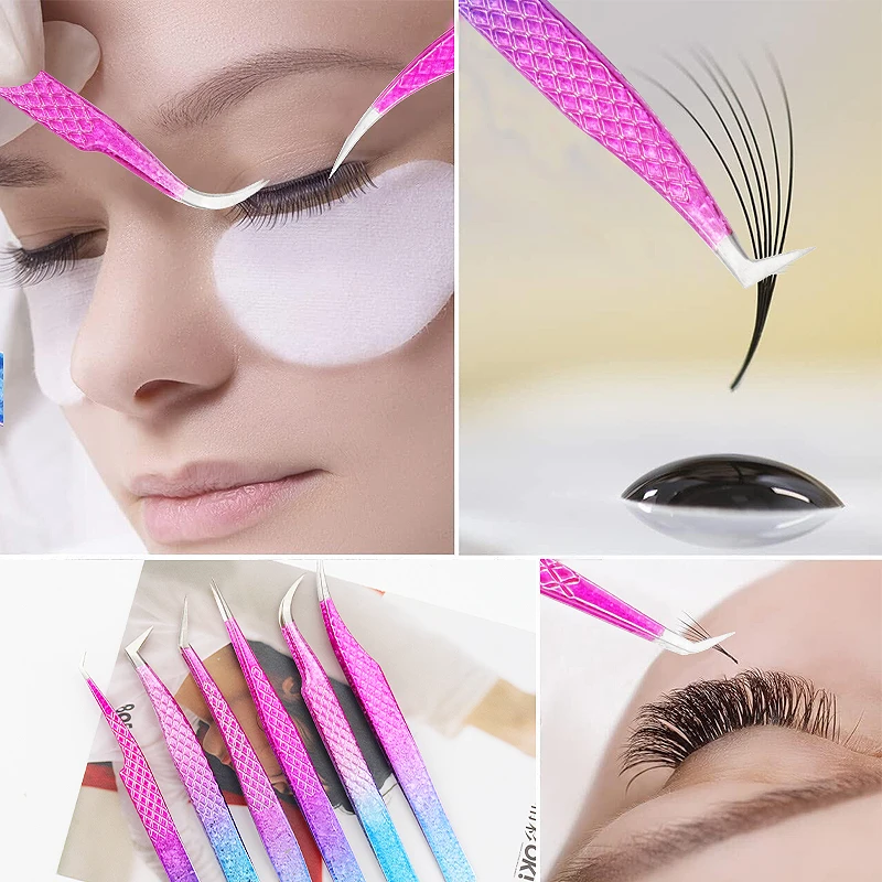 Pince à épiler antistatique en acier inoxydable pour cils, fleur de glace, sourire dur, greffe, fournitures d'extension de cils, outils de maquillage pour les yeux