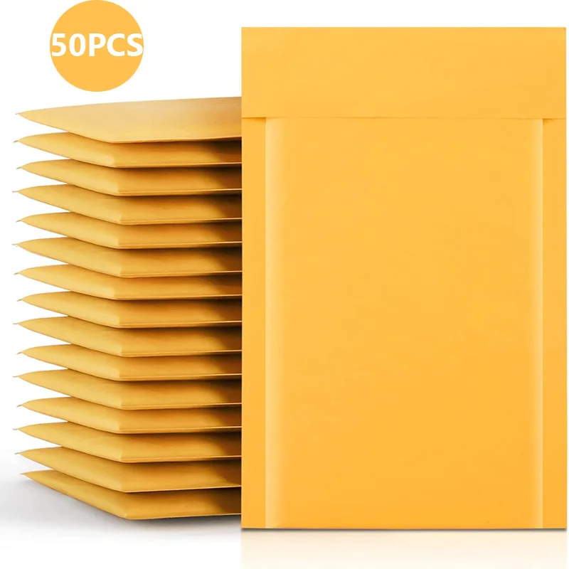 50pcs Kraft Bubble Envelopes Paper Padded Mailers Shipping Packaging Envelope Mailing Courier Postal Storage Encelopes