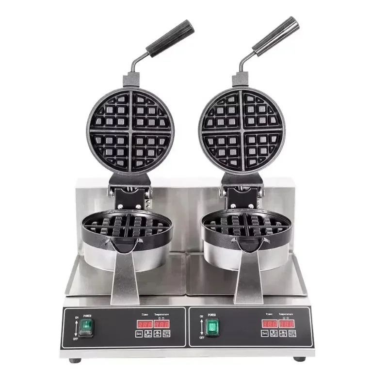 Digital Rotary Waffle Machine 50-300°C | 1500W Belgian Waffle Maker with Collection Plate