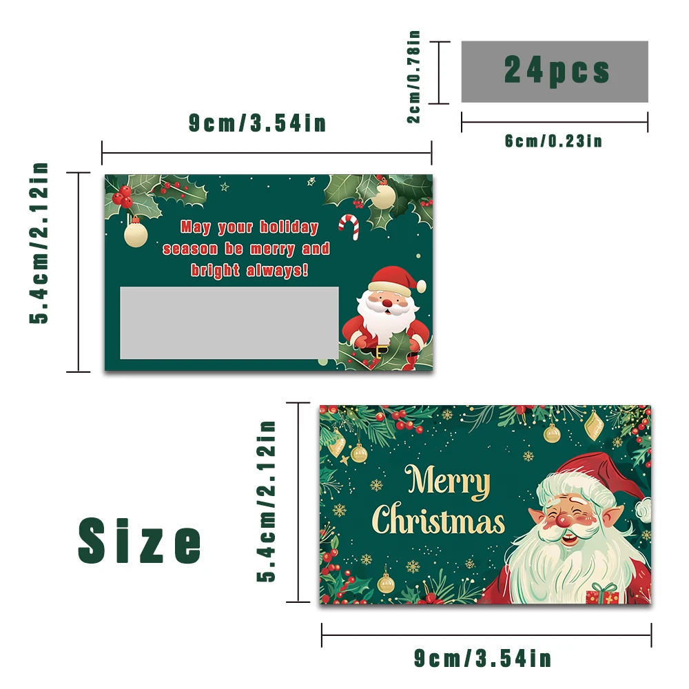 مجموعة بطاقات ملاحظات فارغة مكونة من 24 قطعة، بطاقة خدش سعيدة لعيد الميلاد الأخضر، بطاقة خدش مفاجئة للعطلات لعام 2026، زينة للحفلات، بطاقات هدايا ذاتية الصنع