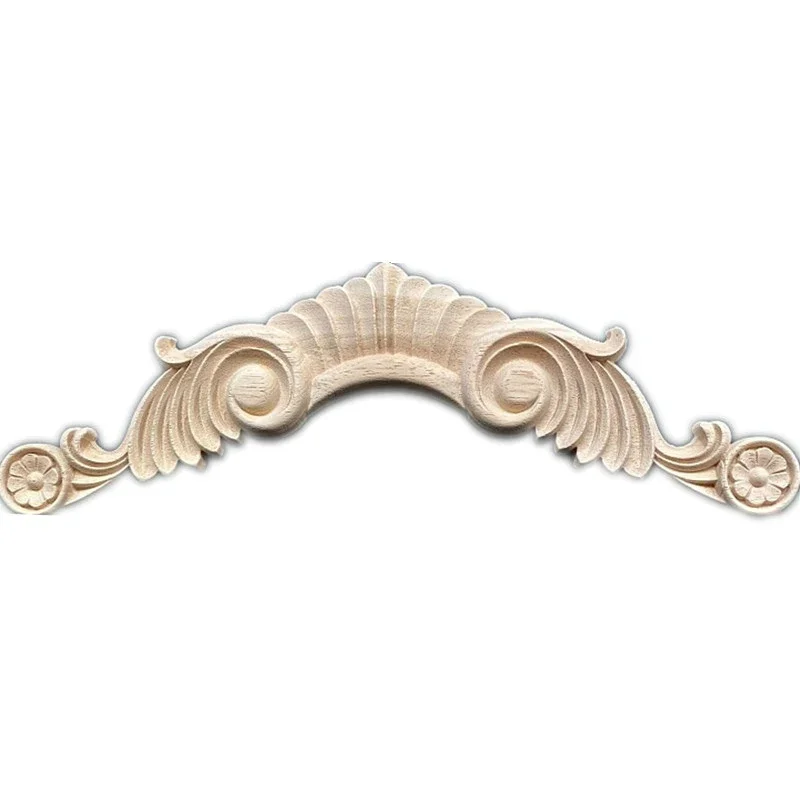 38-65cm Floral Wood Carved Corner Applique Vintage Wooden Carving Decal for Furniture Cabinet Door Frame Wall Home Decor Crafts