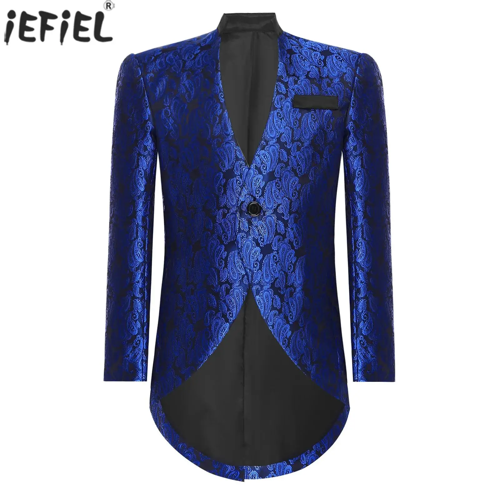 

Элегантный пиджак для маленьких мальчиков, смокинг с длинными рукавами и жаккардовым узором на пуговицах, пальто для джентльменов, фрак для банкета, свадьбы, выпускного вечера