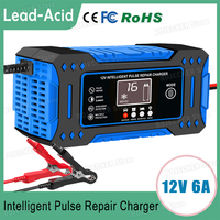 12V 6A Lead-Acid Battery Intelligent Charger Pulse Repair 12V Car Motorcycle Truck AGM GEL Battery Charger With Digital Display