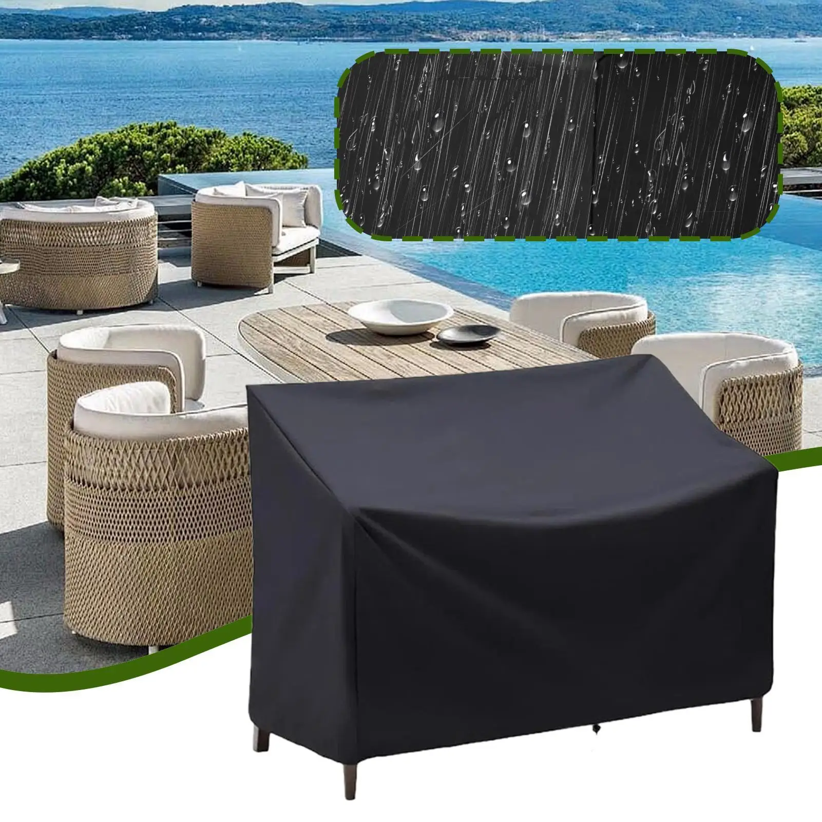 uv resistant waterproof bench cover dust rain shielding fabric furniture protector for long outdoor bench placed in garden
