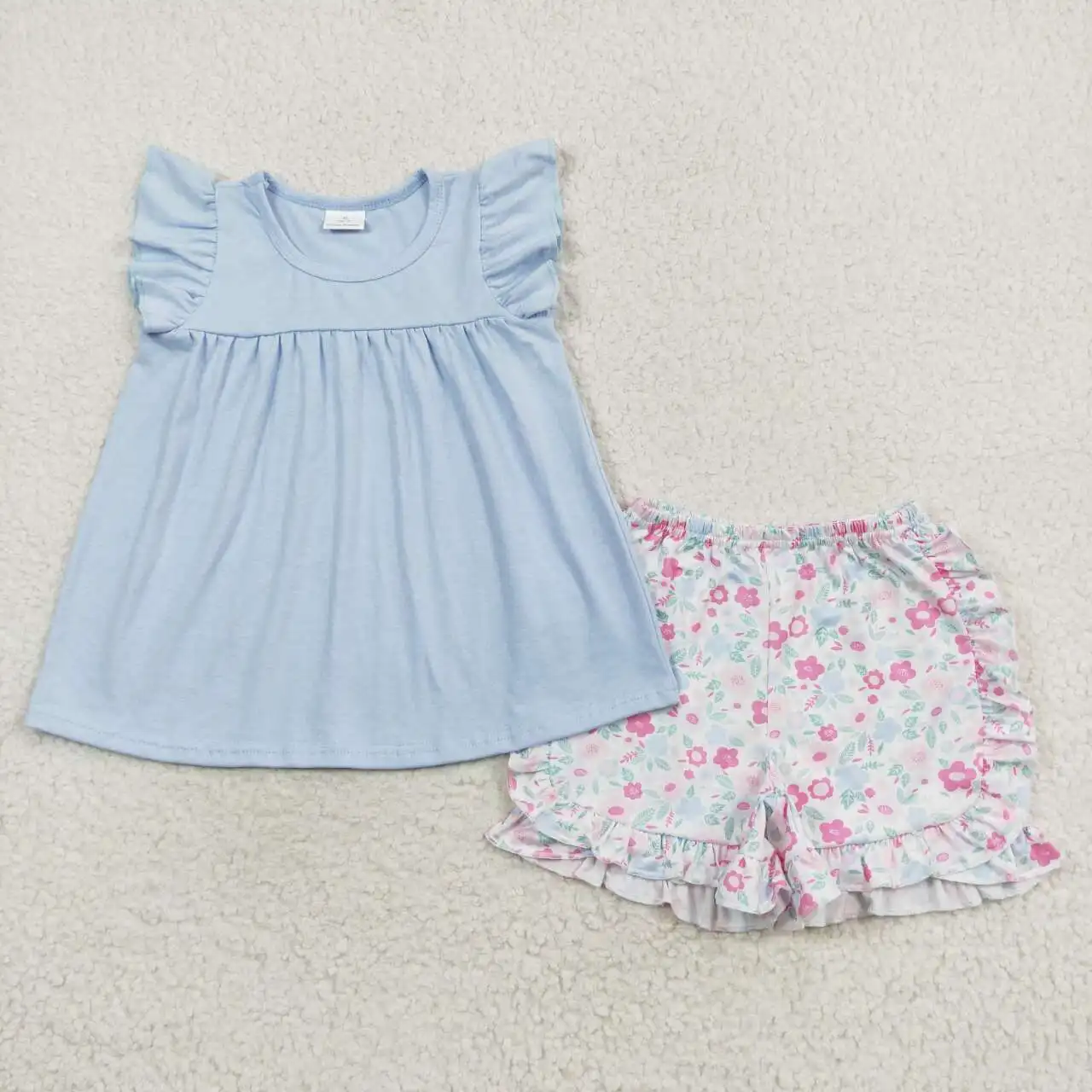 Kleinkind Mädchen july 4. blaue Sterne Outfits Kleidung Baby kurze Ärmel Top rote Shorts Kinder kleidung Großhandel Boutique Sommer-Sets