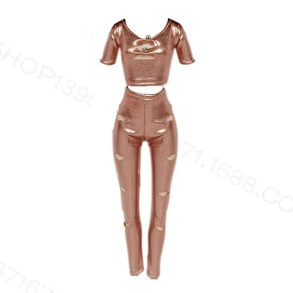 Gift 1/6 30cm Doll Clothes Multicolor Faux PU Tshirt Tighting Pant Suit Dollhouse Accessories Playing House Mini Fashion Outfit