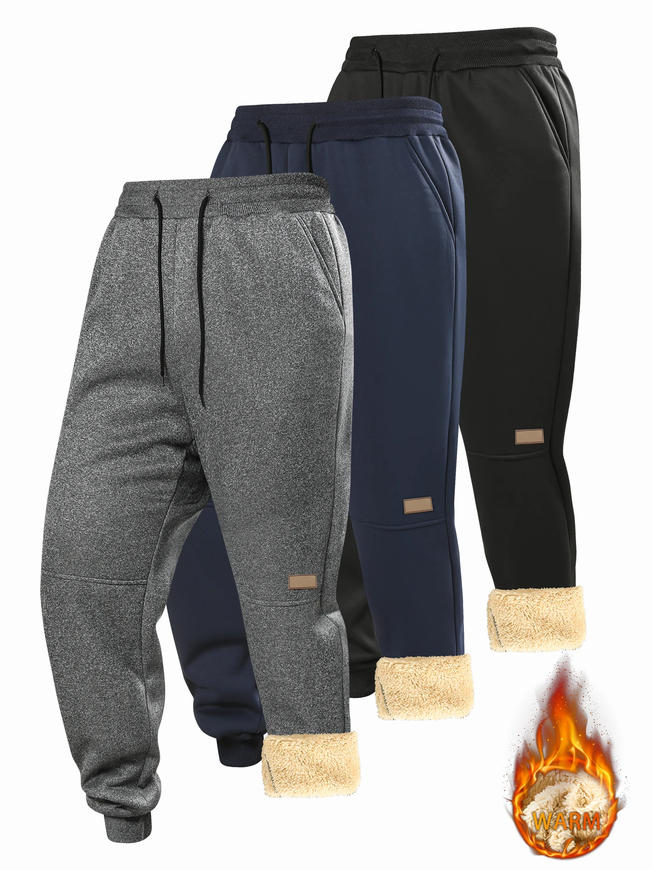 

Pants for men in autumn and winter, thickened with fleece for outerwear, casual pants, warm lamb wool sports sweatpants