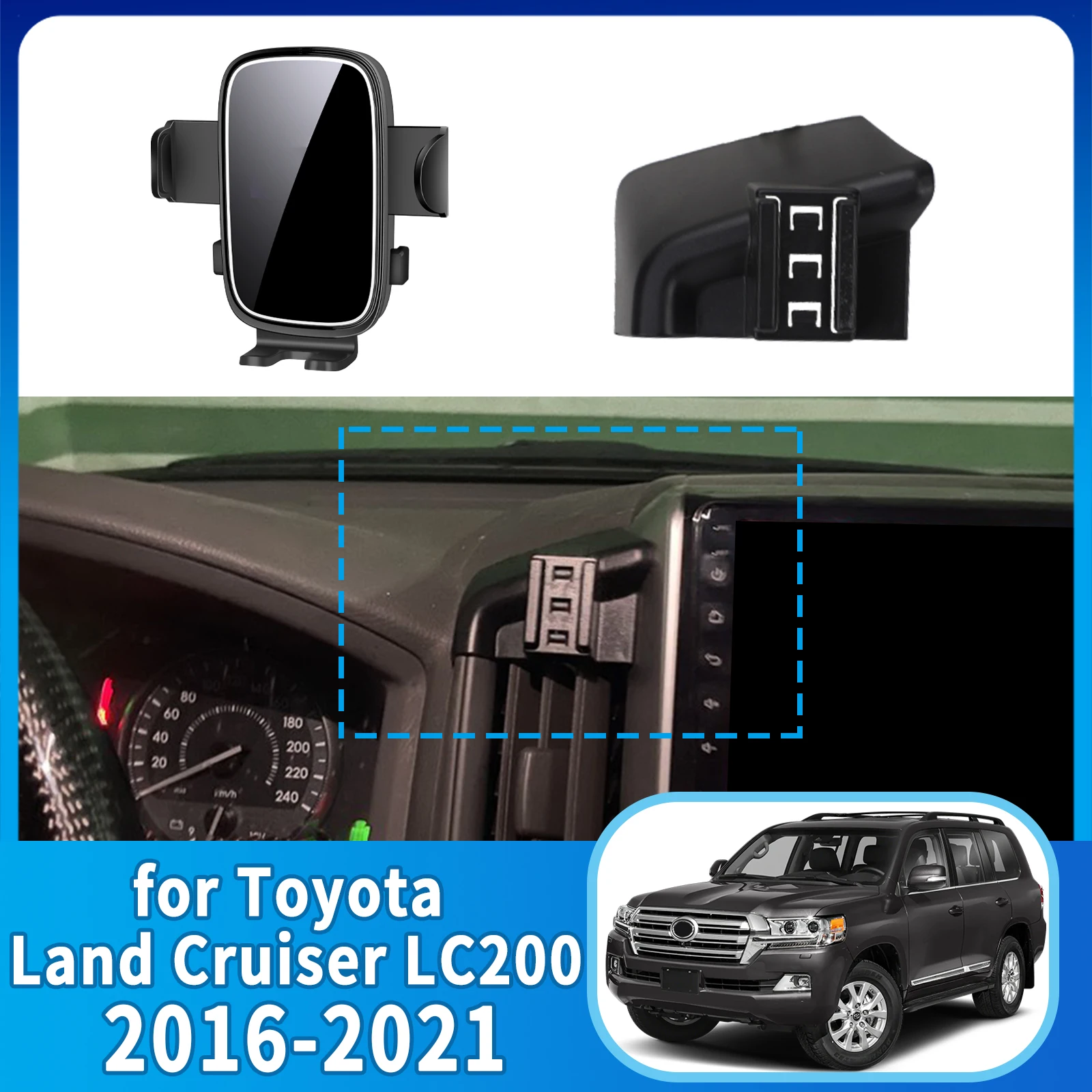 fit for Toyota Land Cruiser LC200 2016-2021 Phone Holder, Dashboard Screen Mount Bracket Easy Installation​​ Car accessoires